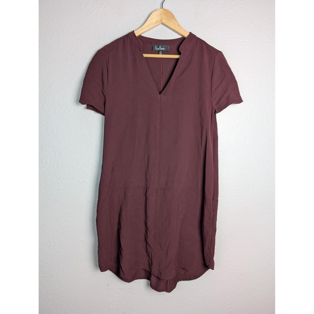 Lulus Dress Womens S Purple Short V-Neck Short Sleeve Shift‎ Rayon Casual